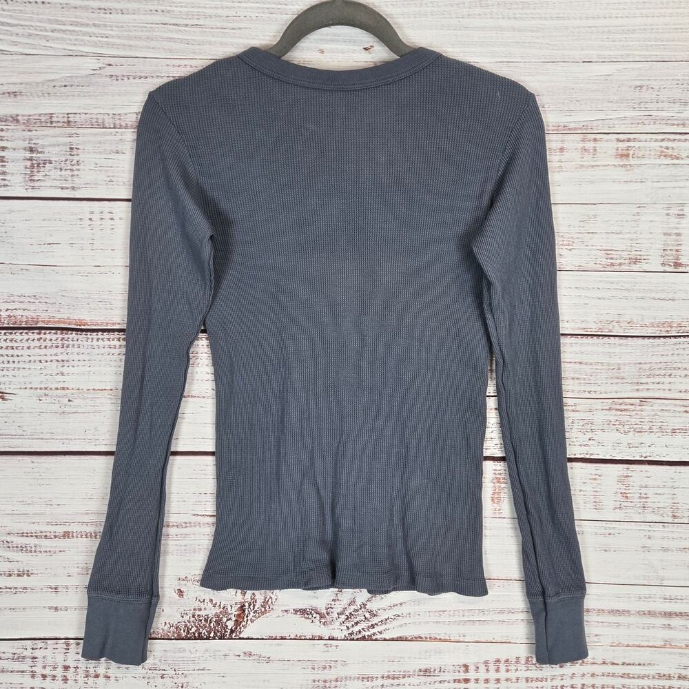 Brandy Melville Women's Blue Henley Thermal Top Sm Italy Cozy Casual Pullover - Picture 2 of 9